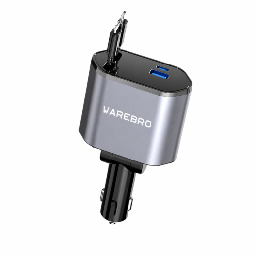 Cargador 4 en 1 para auto 100W con cables retráctiles