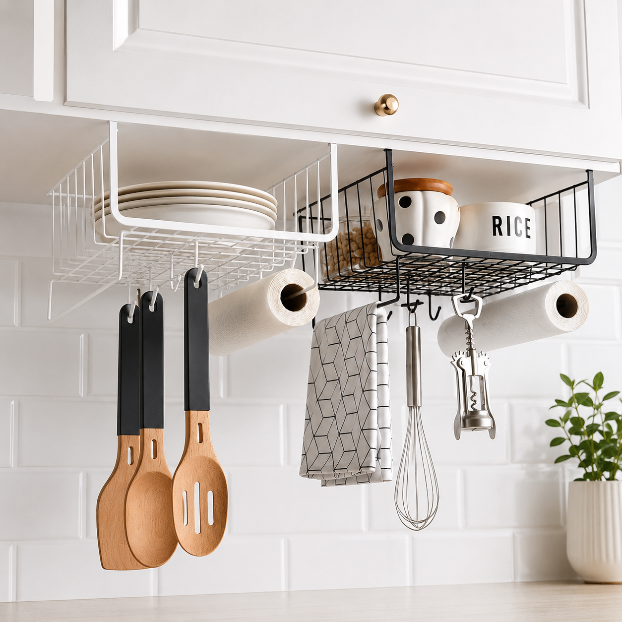 Cesta organizadora colgante bajo estante para cocina